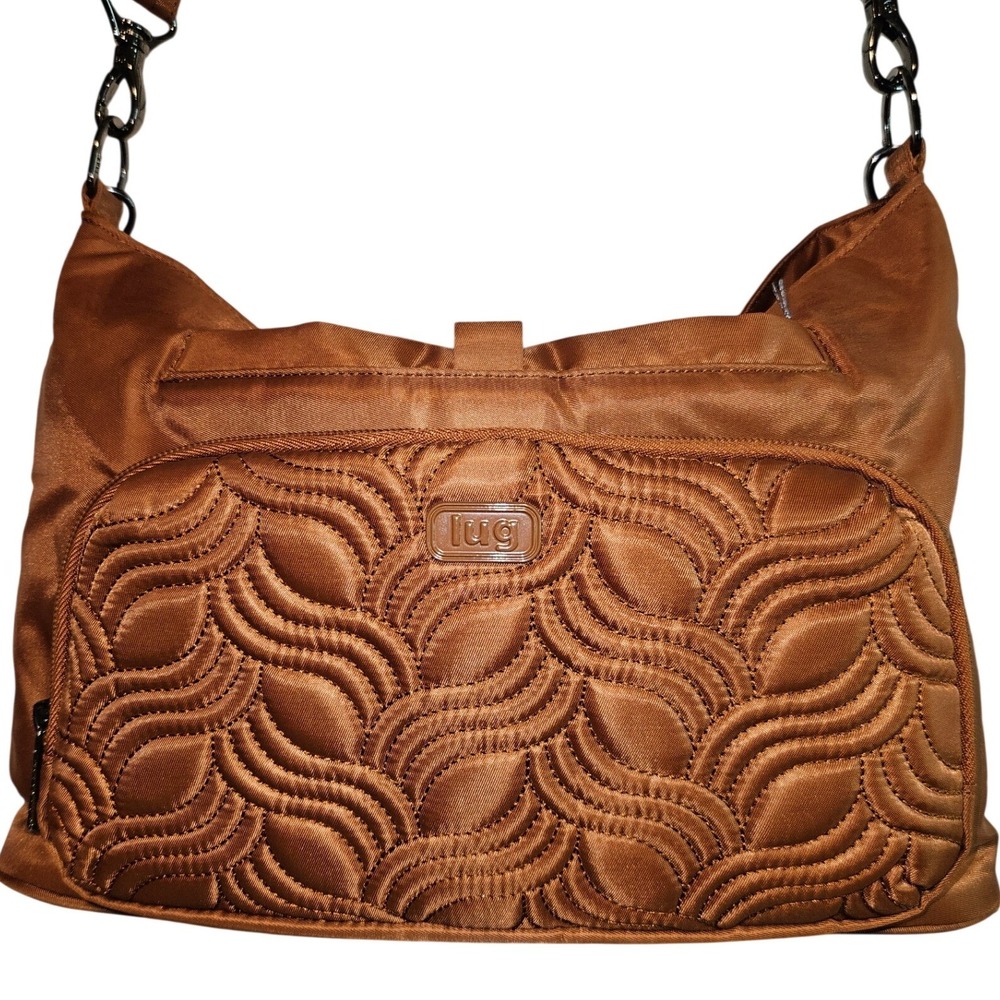 Lug Samba XL Crossbody Bag Copper Brown Quilted Multi Pocket Travel Shoulder Bag
